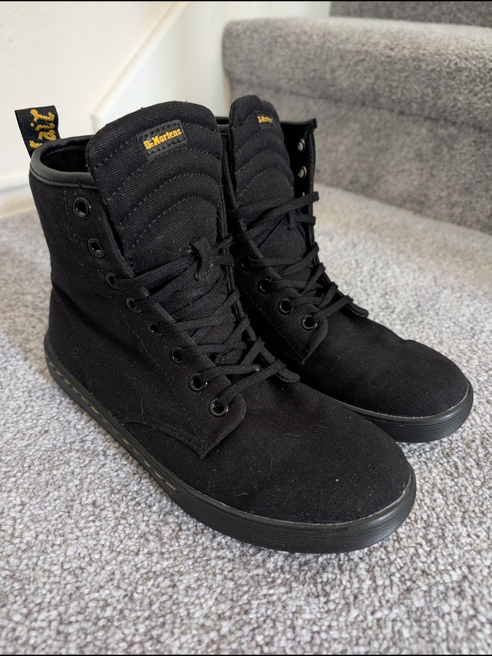 Dr. Martens Sheridan II Canvas Casual Boots Womens Sz 7 Black Lace Up Combat HTF